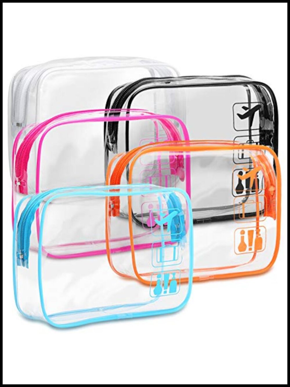 TSA Approved Clear Toiletry Bag 5 Pack Travel Makeup Pouch PVC Quart Size